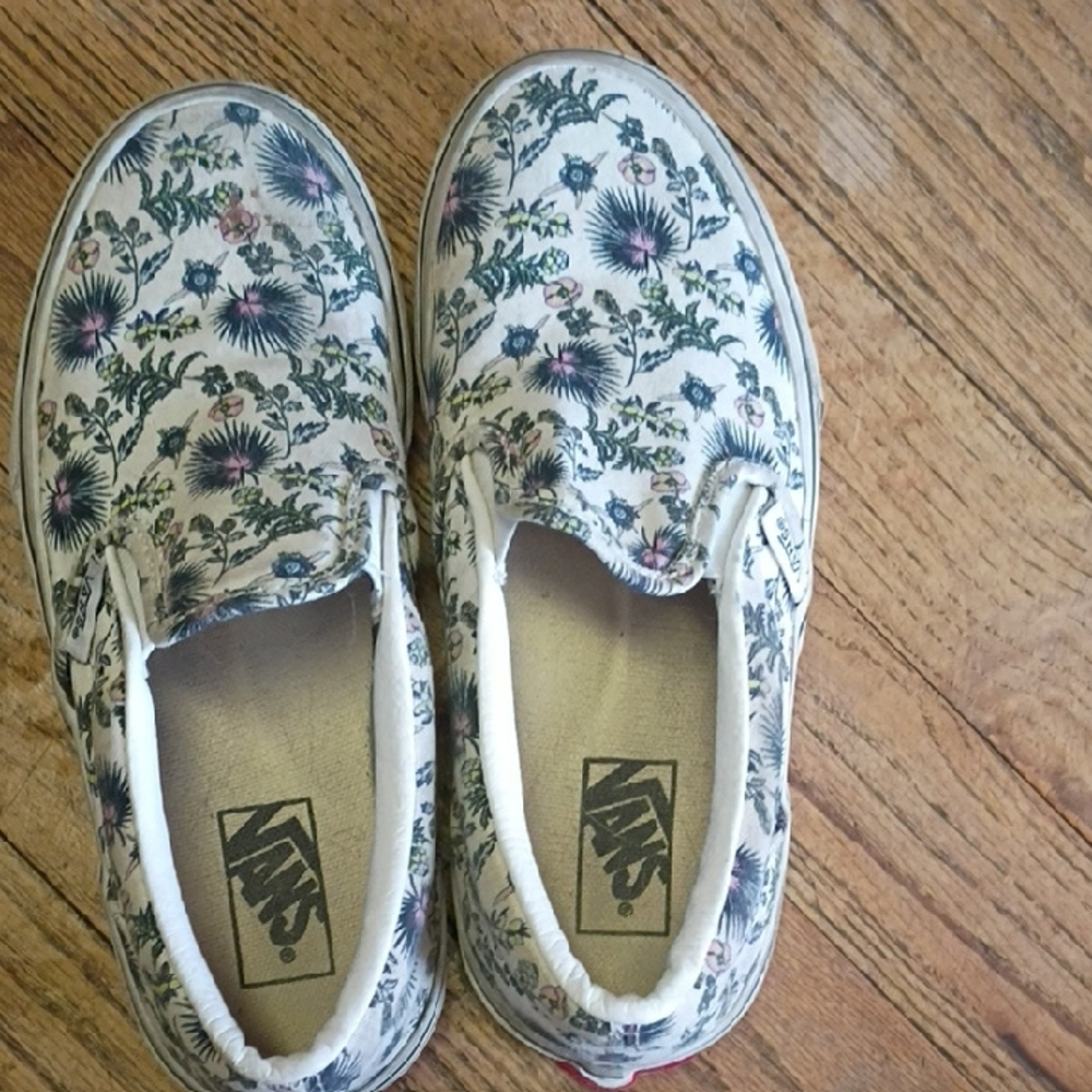 Vans Kids Floral Slip-On Shoes - White